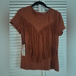 Brown Fringe Top